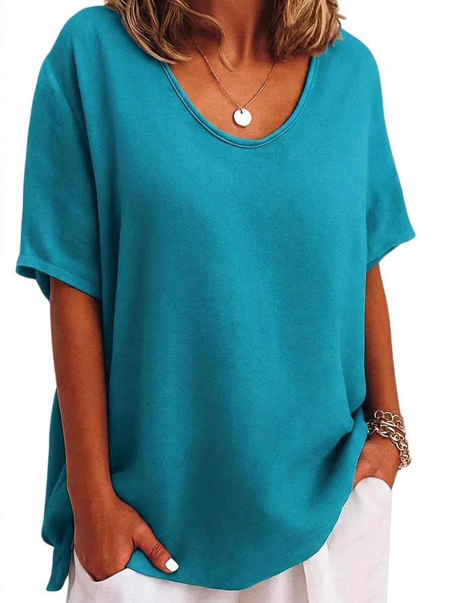 Damen-Oversized-T-Shirt mit V-Ausschnitt und kurzen Ärmeln-T-shirt for women-Alpenkind