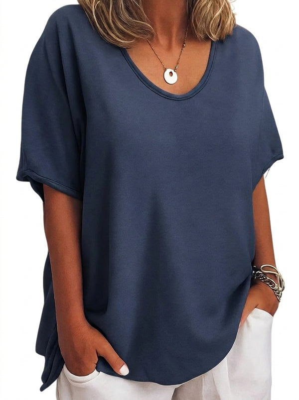 Damen-Oversized-T-Shirt mit V-Ausschnitt und kurzen Ärmeln-T-shirt for women-Alpenkind