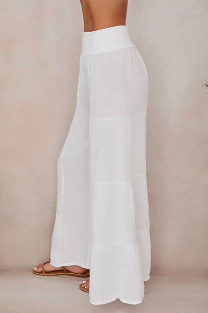 Damen Palazzo-Hose mit weitem Bein und Stufen-Design-Pants for Women-Alpenkind