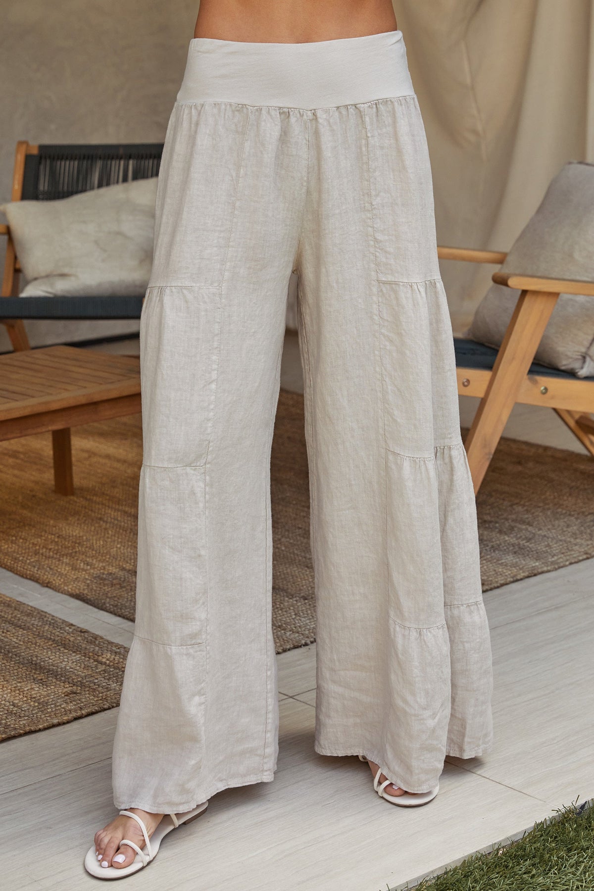 Damen Palazzo-Hose mit weitem Bein und Stufen-Design-Pants for Women-Alpenkind