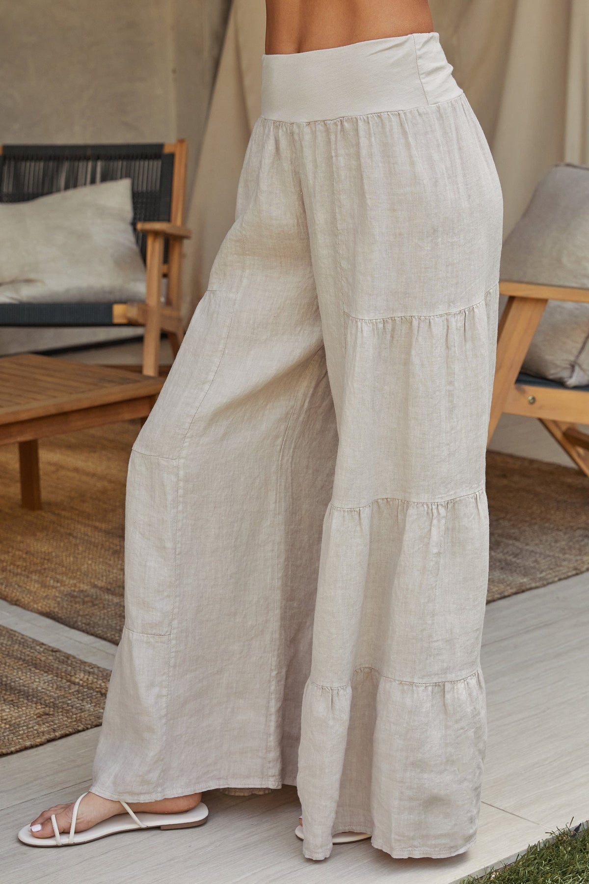 Damen Palazzo-Hose mit weitem Bein und Stufen-Design-Pants for Women-Alpenkind