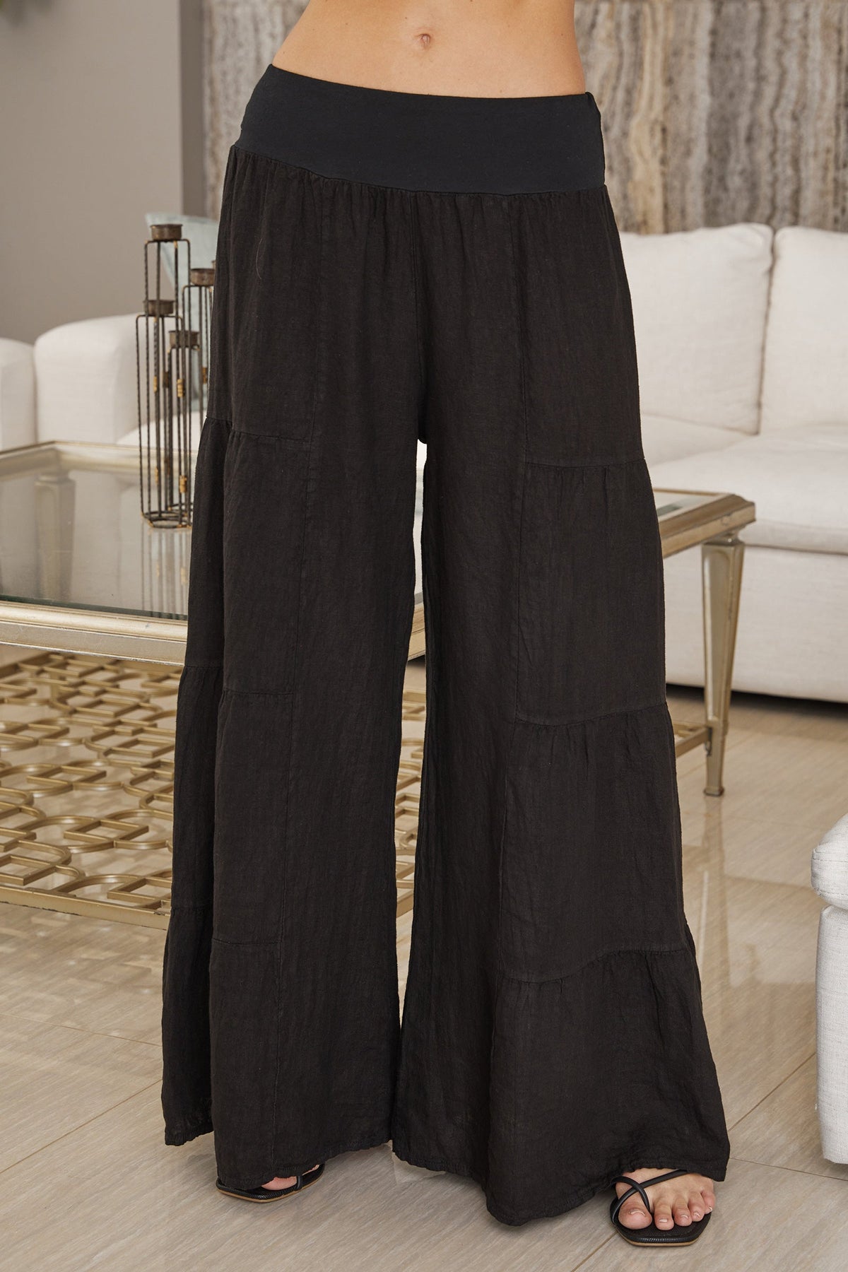 Damen Palazzo-Hose mit weitem Bein und Stufen-Design-Pants for Women-Alpenkind