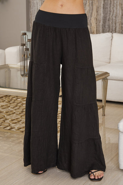 Damen Palazzo-Hose mit weitem Bein und Stufen-Design-Pants for Women-Alpenkind