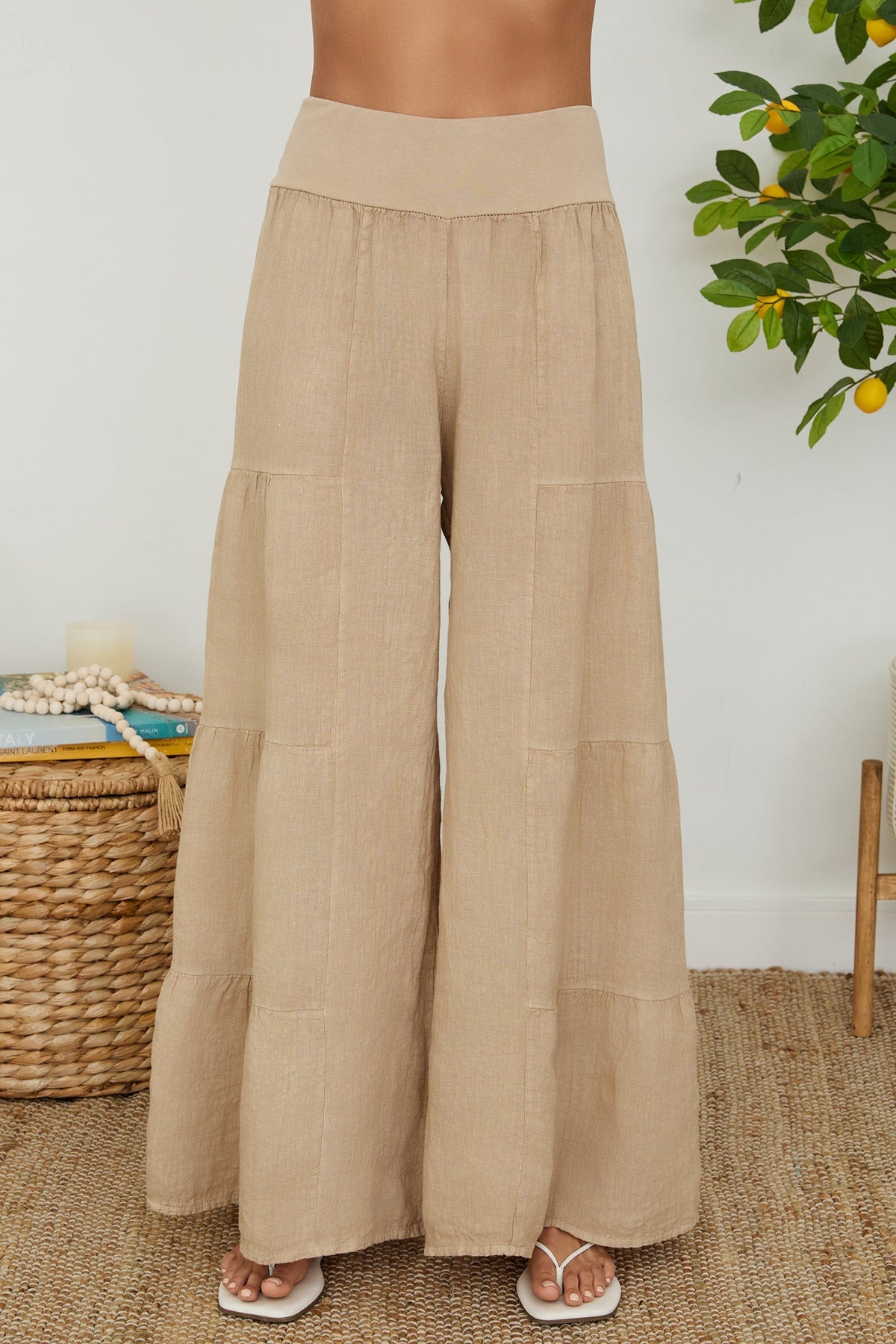 Damen Palazzo-Hose mit weitem Bein und Stufen-Design-Pants for Women-Alpenkind