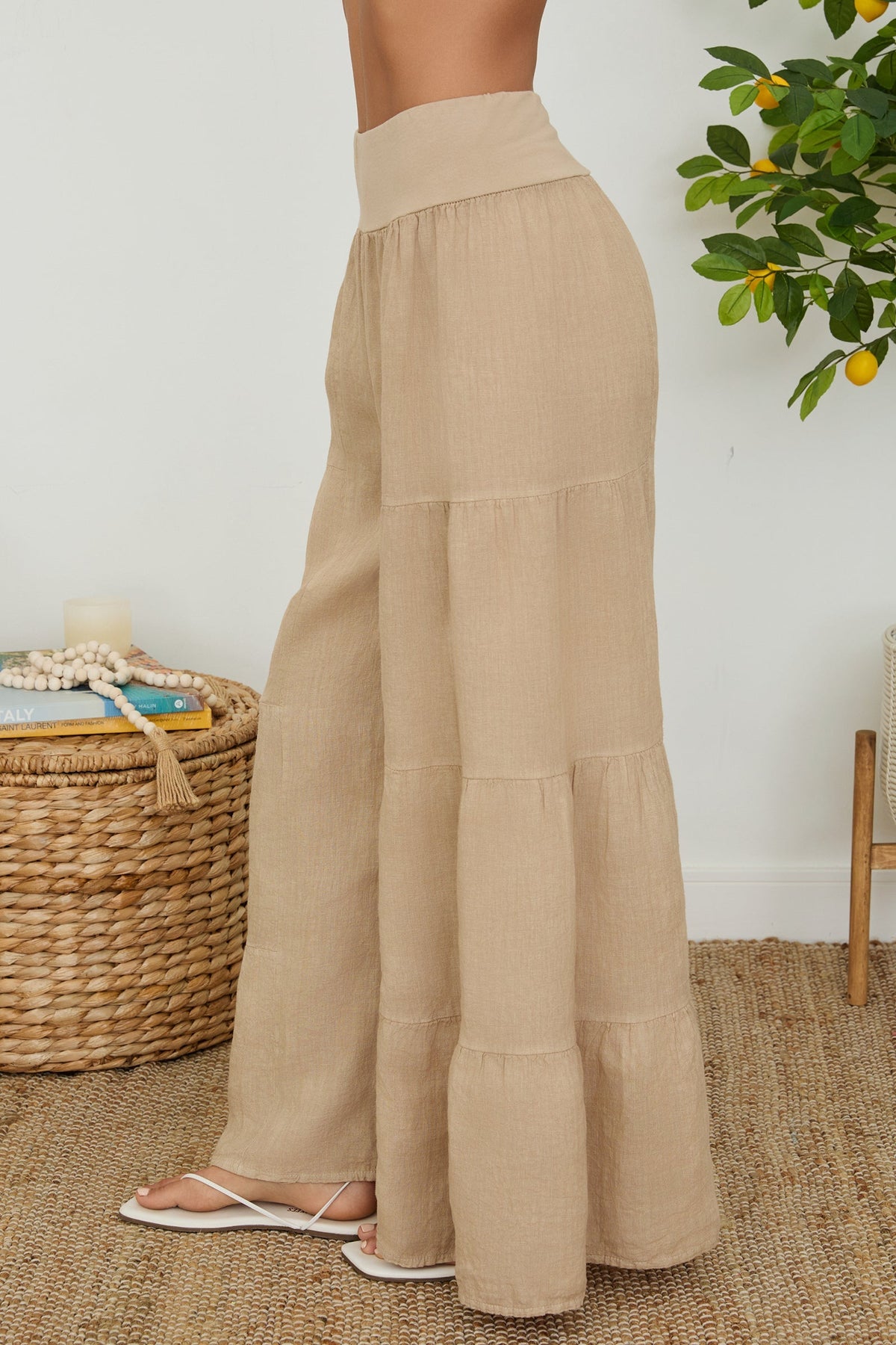 Damen Palazzo-Hose mit weitem Bein und Stufen-Design-Pants for Women-Alpenkind