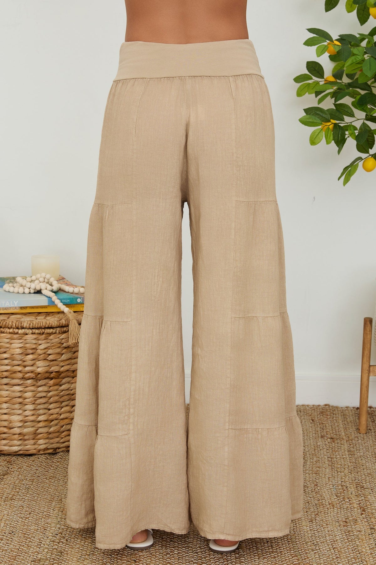 Damen Palazzo-Hose mit weitem Bein und Stufen-Design-Pants for Women-Alpenkind