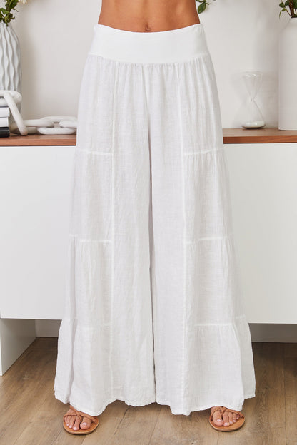 Damen Palazzo-Hose mit weitem Bein und Stufen-Design-Pants for Women-Alpenkind