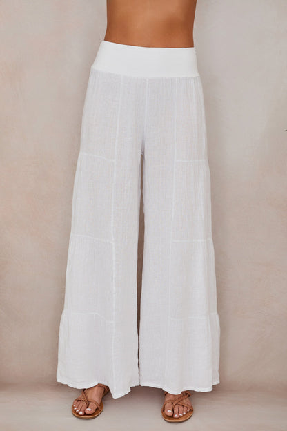 Damen Palazzo-Hose mit weitem Bein und Stufen-Design-Pants for Women-Alpenkind