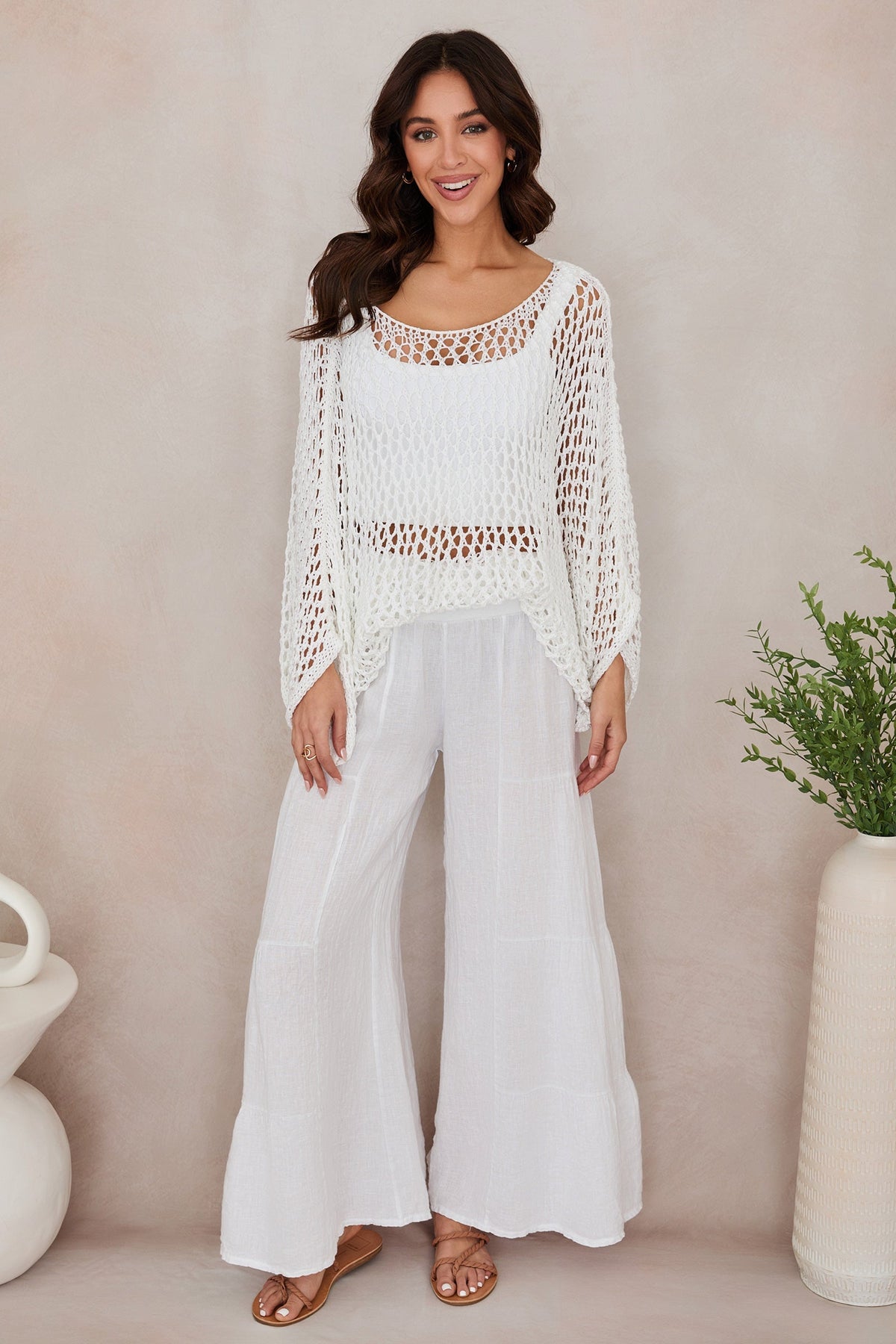 Damen Palazzo-Hose mit weitem Bein und Stufen-Design-Pants for Women-Alpenkind