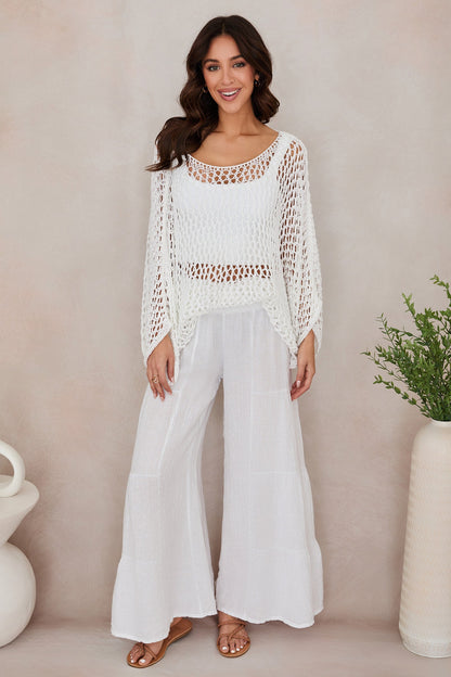Damen Palazzo-Hose mit weitem Bein und Stufen-Design-Pants for Women-Alpenkind