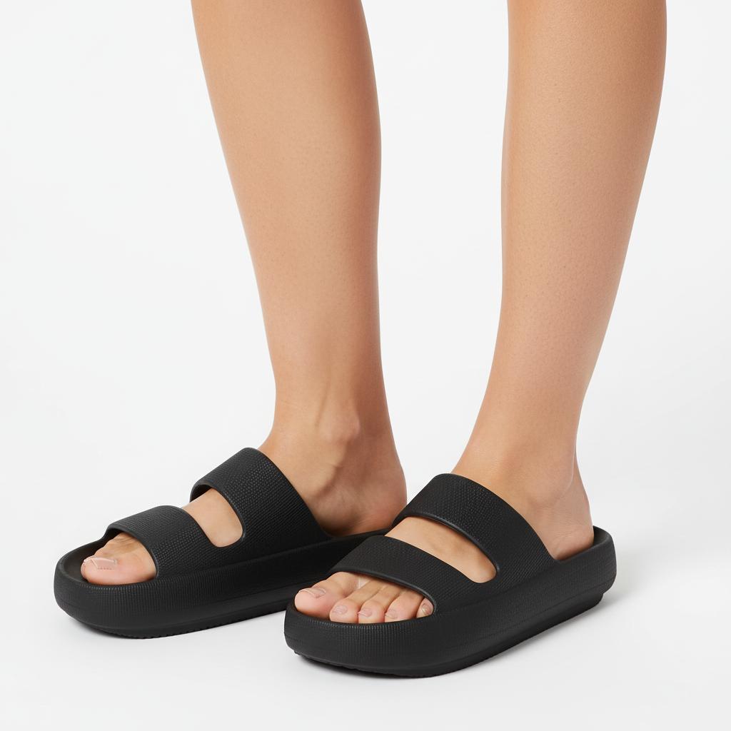 Damen-Pantoletten mit zwei Riemen-Footwear for women-Alpenkind