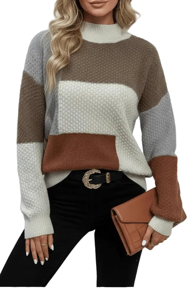 Damen Patchwork Strickpullover-Women Sweaters-Alpenkind