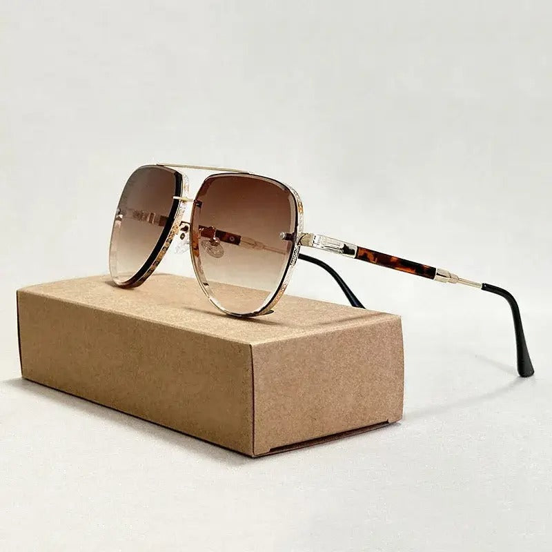 Damen Piloten Sonnenbrille mit Doppelstegrahmen-Glasses for women-Alpenkind