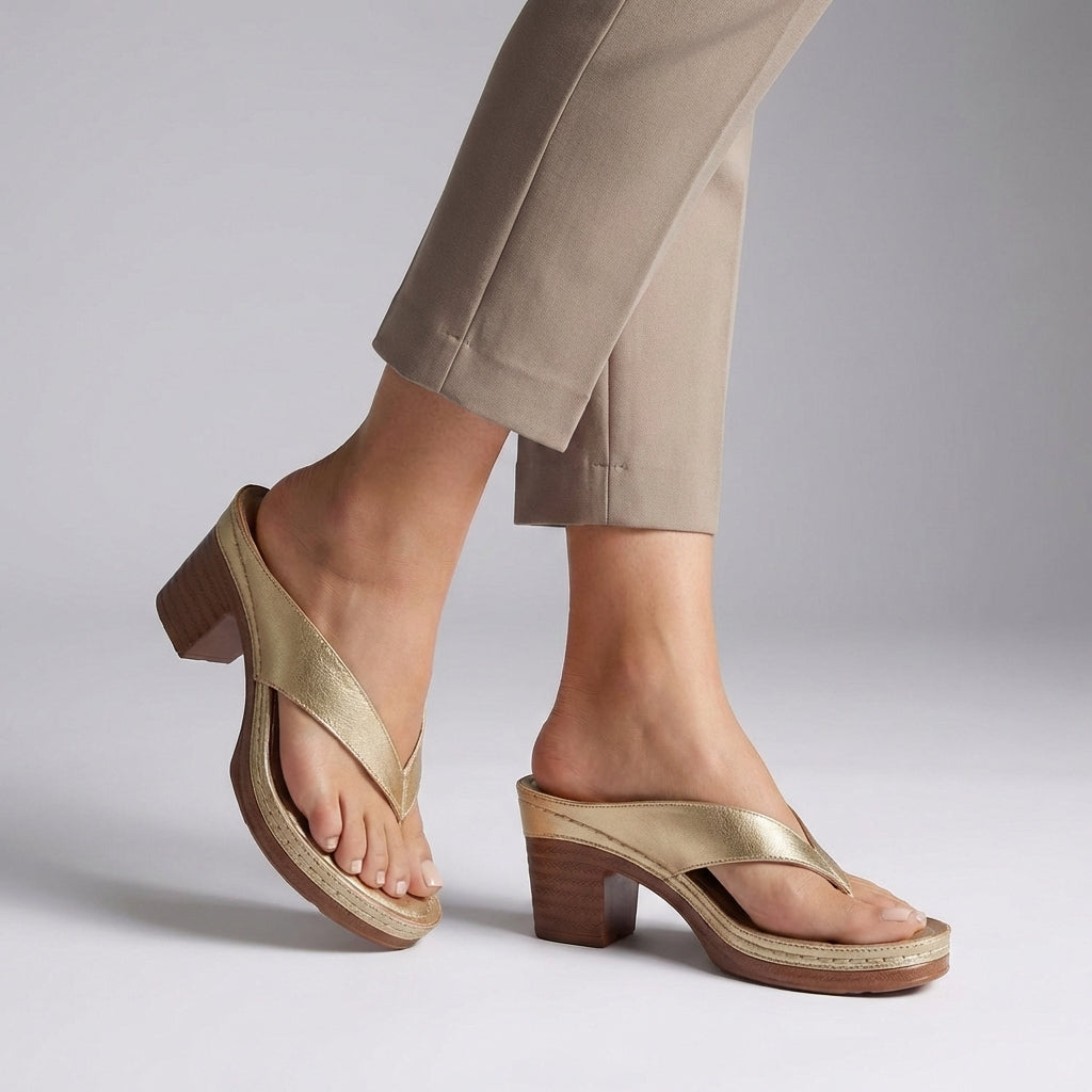 Damen-Plateau-Sandalen mit Blockabsatz und Zehentrenner-Footwear for women-Alpenkind