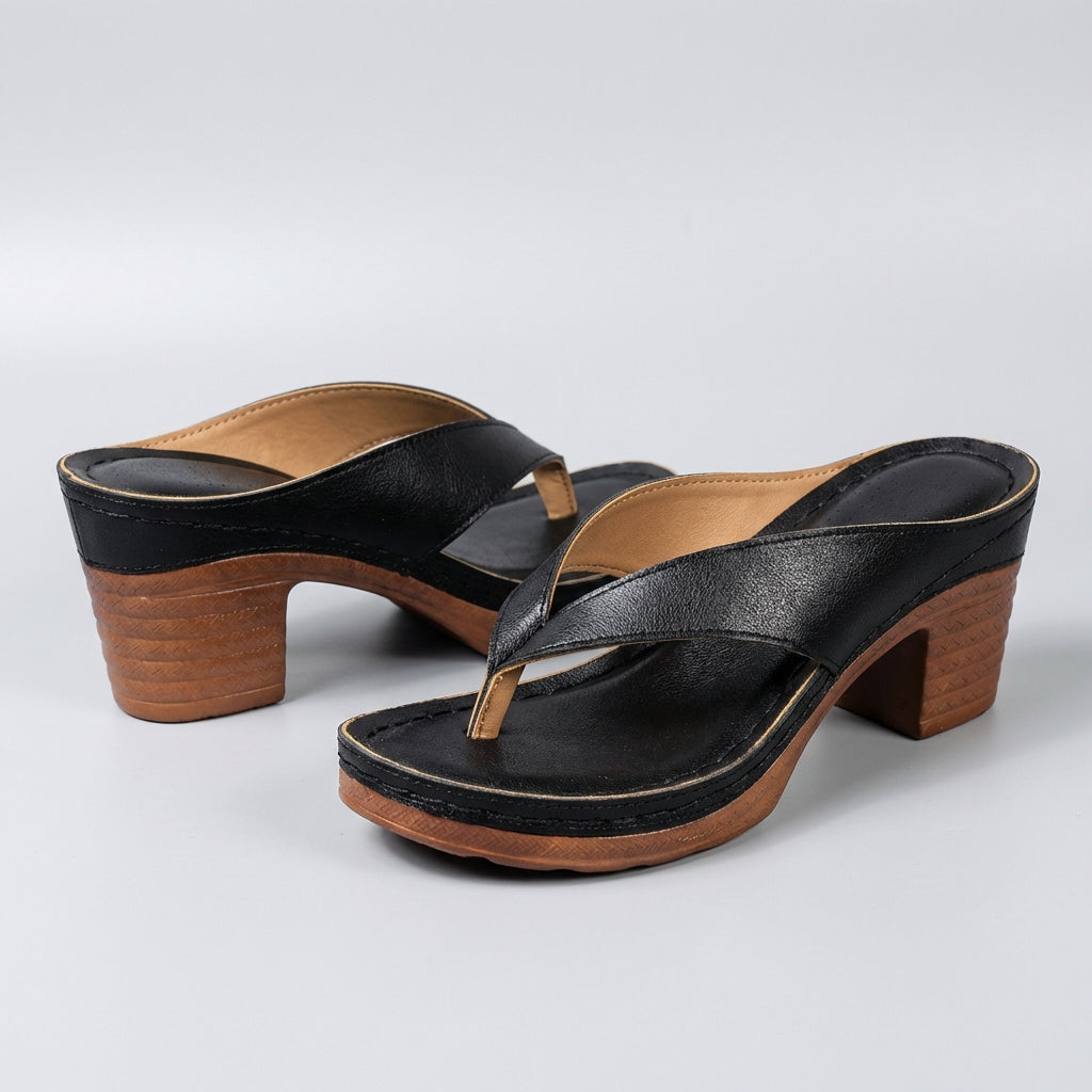 Damen-Plateau-Sandalen mit Blockabsatz und Zehentrenner-Footwear for women-Alpenkind