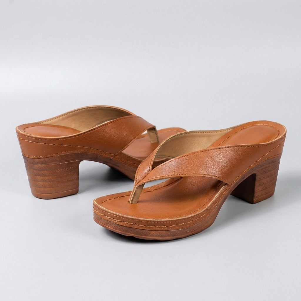 Damen-Plateau-Sandalen mit Blockabsatz und Zehentrenner-Footwear for women-Alpenkind