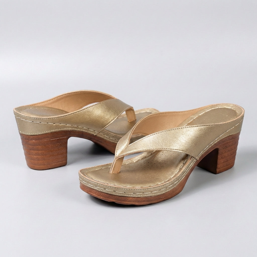 Damen-Plateau-Sandalen mit Blockabsatz und Zehentrenner-Footwear for women-Alpenkind