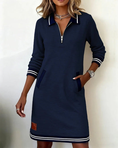 Damen-Polokleid mit langen Ärmeln und Reißverschluss-Dress-Alpenkind