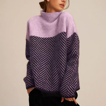 Damen-Pullover mit Chevron-Muster und Stehkragen-Sweaters for Women-Alpenkind