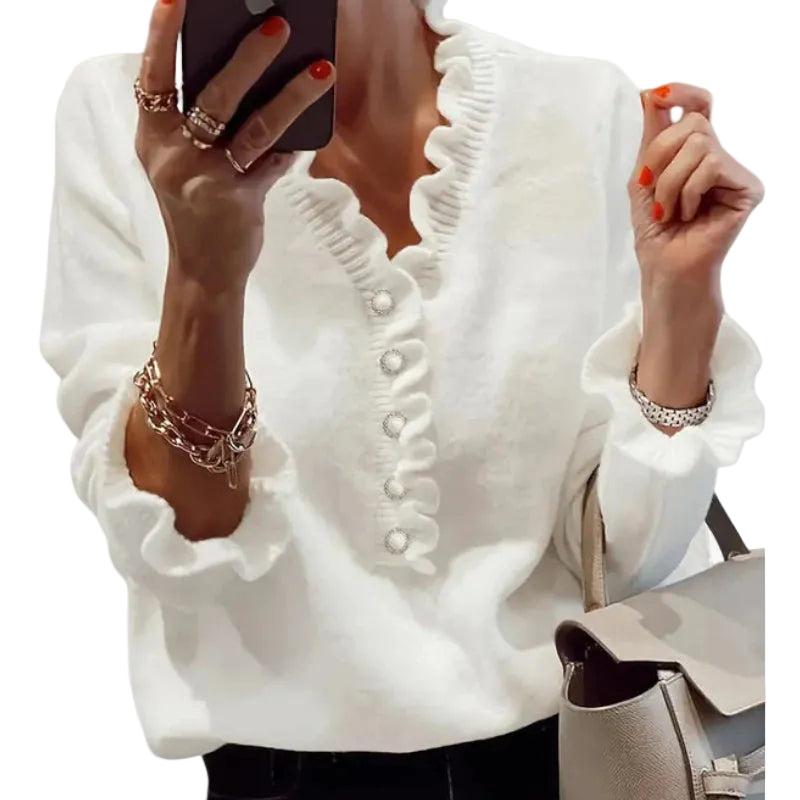 Damen Pullover mit Rüschendetails-Women Sweaters-Alpenkind