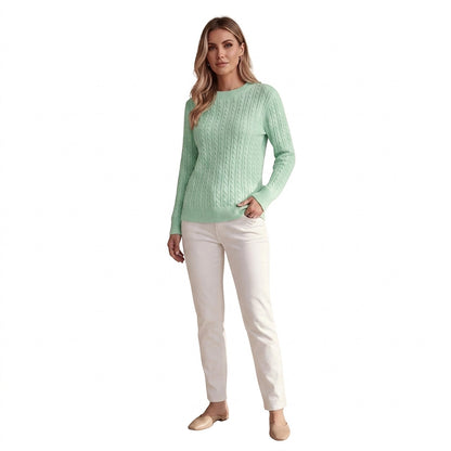 Damen-Pullover mit Zopfmuster und Rundhalsausschnitt-Sweaters for Women-Alpenkind