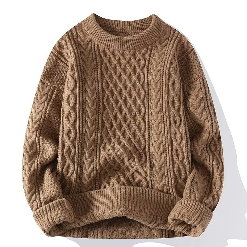Damen-Pullover mit Zopfmuster und Rundhalsausschnitt-Sweaters for Women-Alpenkind