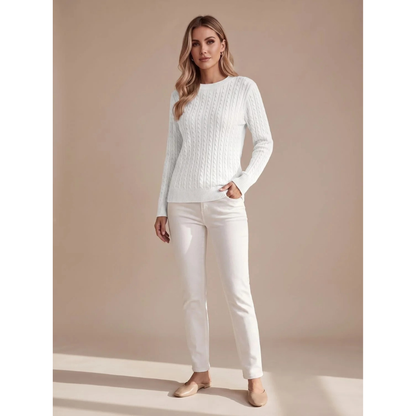 Damen-Pullover mit Zopfmuster und Rundhalsausschnitt-Sweaters for Women-Alpenkind