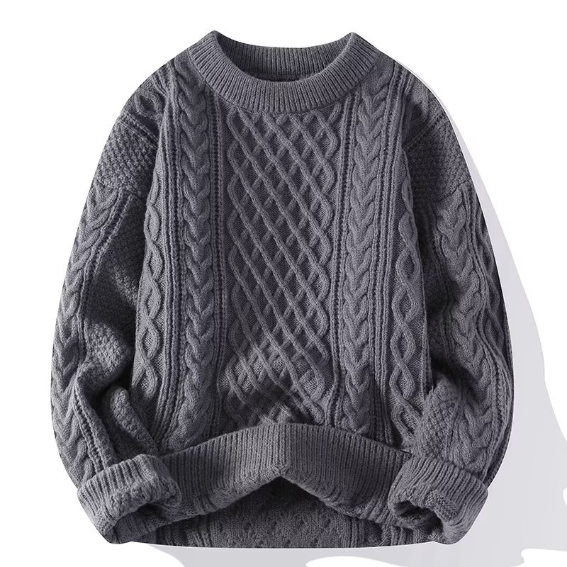 Damen-Pullover mit Zopfmuster und Rundhalsausschnitt-Sweaters for Women-Alpenkind