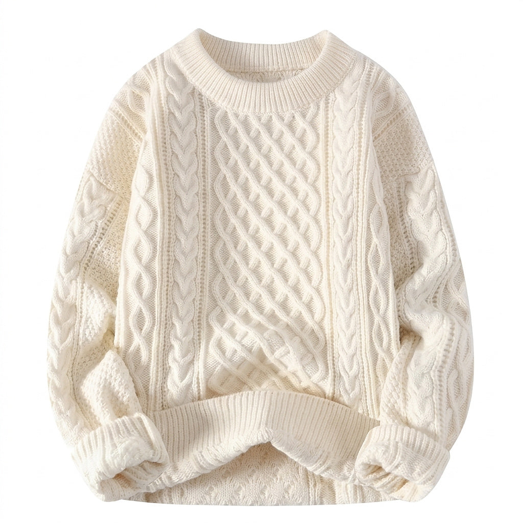 Damen-Pullover mit Zopfmuster und Rundhalsausschnitt-Sweaters for Women-Alpenkind