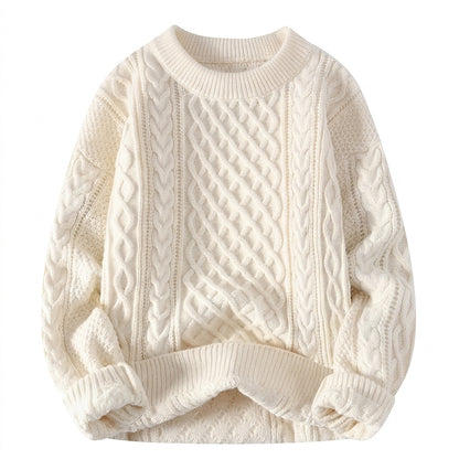 Damen-Pullover mit Zopfmuster und Rundhalsausschnitt-Sweaters for Women-Alpenkind
