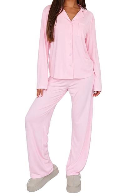 Damen-Pyjama-Set mit Knopfleiste und Reverskragen-Sets for women-Alpenkind