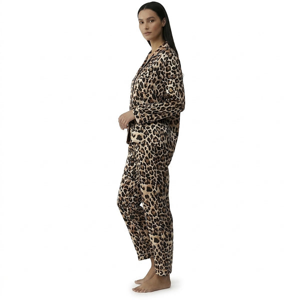 Damen-Pyjama-Set mit Leopardenmuster und Knopfleiste-Pajama for women-Alpenkind