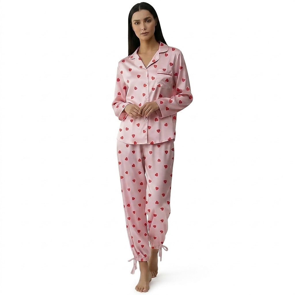 Damen-Pyjama-Set mit Leopardenmuster und Knopfleiste-Pajama for women-Alpenkind
