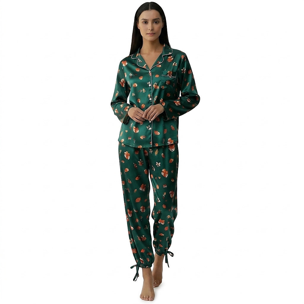 Damen-Pyjama-Set mit Leopardenmuster und Knopfleiste-Pajama for women-Alpenkind