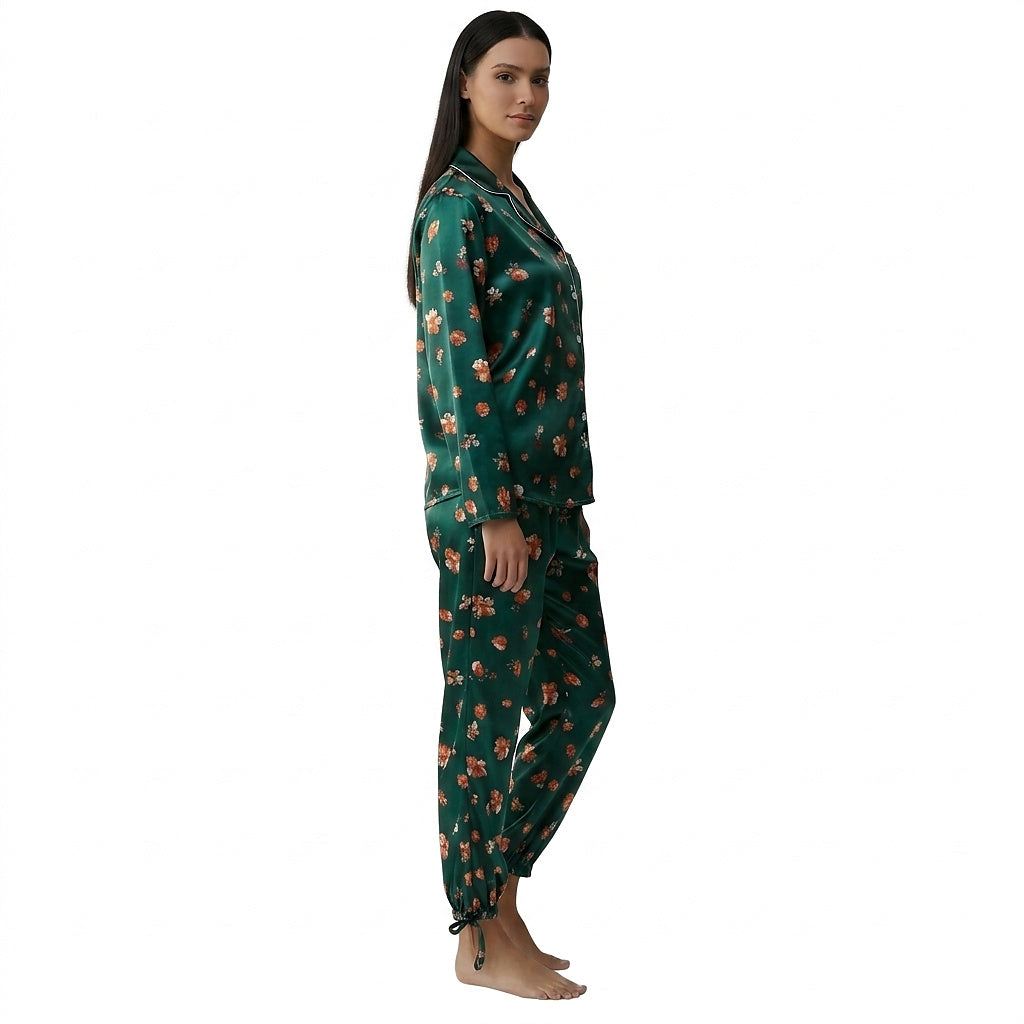 Damen-Pyjama-Set mit Leopardenmuster und Knopfleiste-Pajama for women-Alpenkind