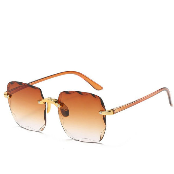 Damen Rechteckige randlose Sonnenbrille mit geraden Bügeln-Glasses for women-Alpenkind
