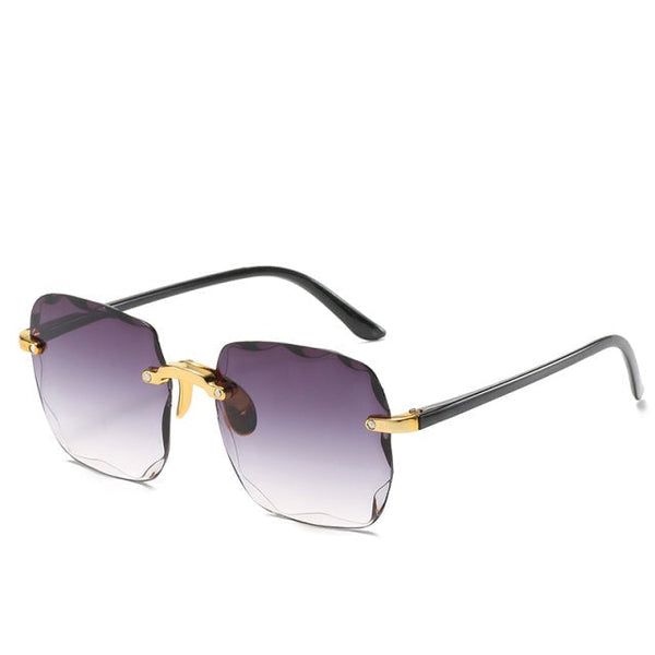 Damen Rechteckige randlose Sonnenbrille mit geraden Bügeln-Glasses for women-Alpenkind