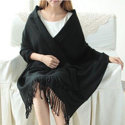 Damen rechteckiger Schal mit Fransen an den Kanten