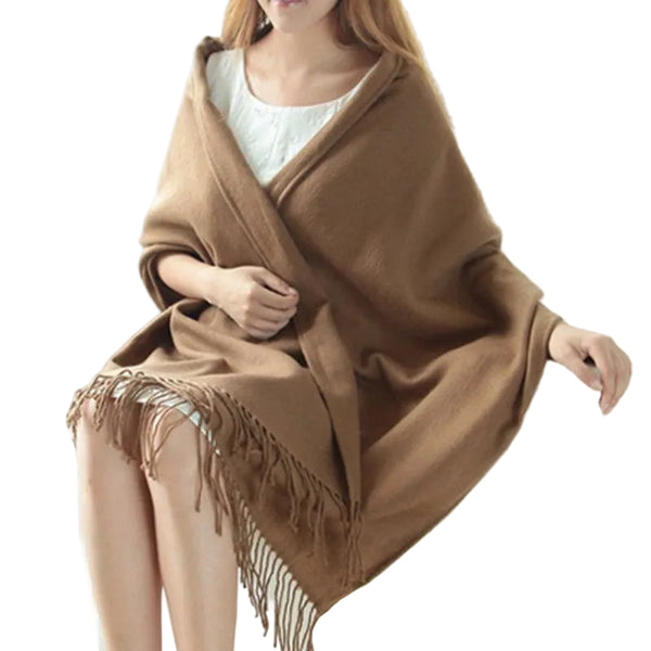 Damen rechteckiger Schal mit Fransen an den Kanten