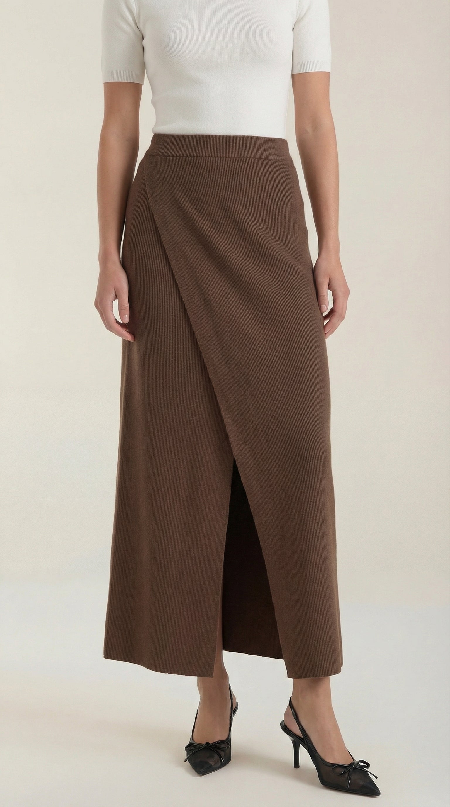 Damen-Rock in Wickeloptik mit Midi-Länge und vorderem Schlitz-Skirt for women-Alpenkind