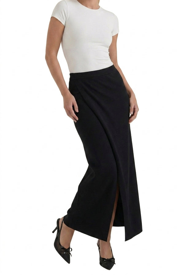 Damen-Rock in Wickeloptik mit Midi-Länge und vorderem Schlitz-Skirt for women-Alpenkind