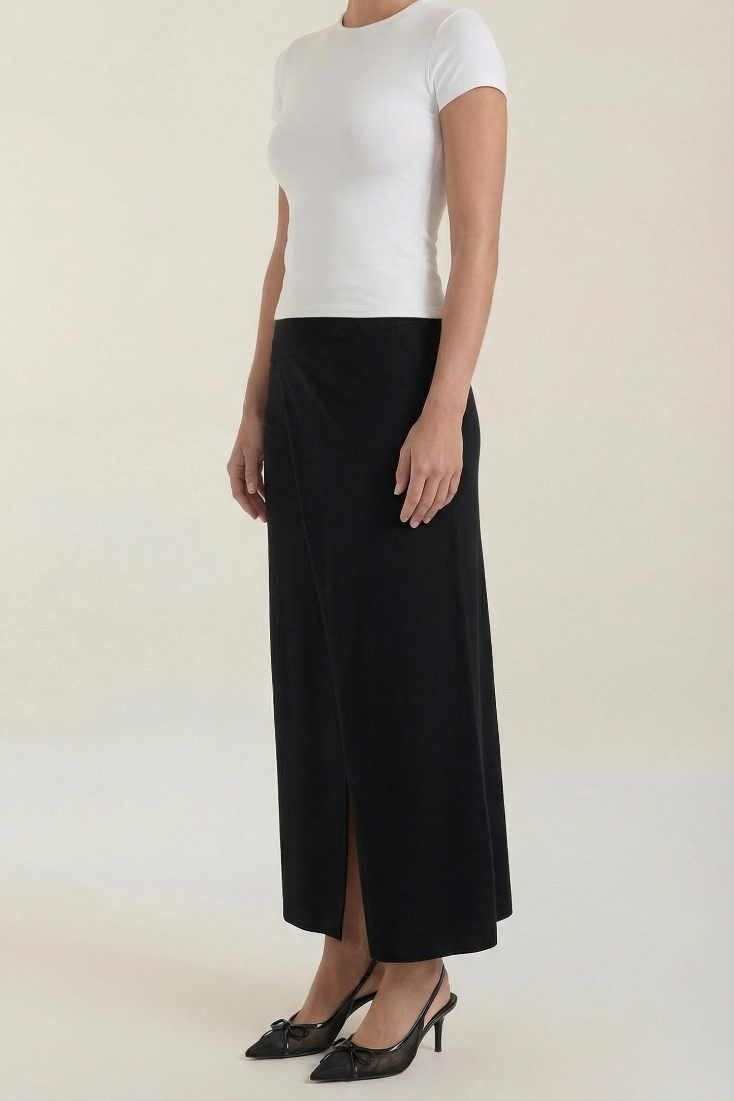 Damen-Rock in Wickeloptik mit Midi-Länge und vorderem Schlitz-Skirt for women-Alpenkind