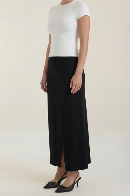 Damen-Rock in Wickeloptik mit Midi-Länge und vorderem Schlitz-Skirt for women-Alpenkind