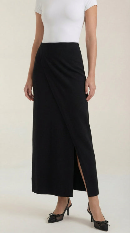 Damen-Rock in Wickeloptik mit Midi-Länge und vorderem Schlitz-Skirt for women-Alpenkind