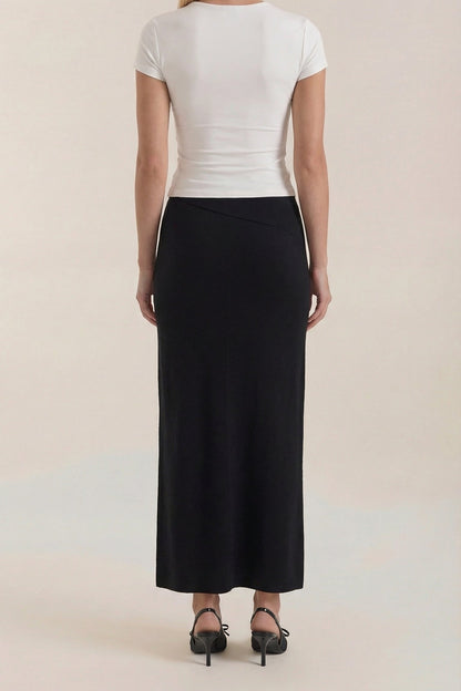 Damen-Rock in Wickeloptik mit Midi-Länge und vorderem Schlitz-Skirt for women-Alpenkind