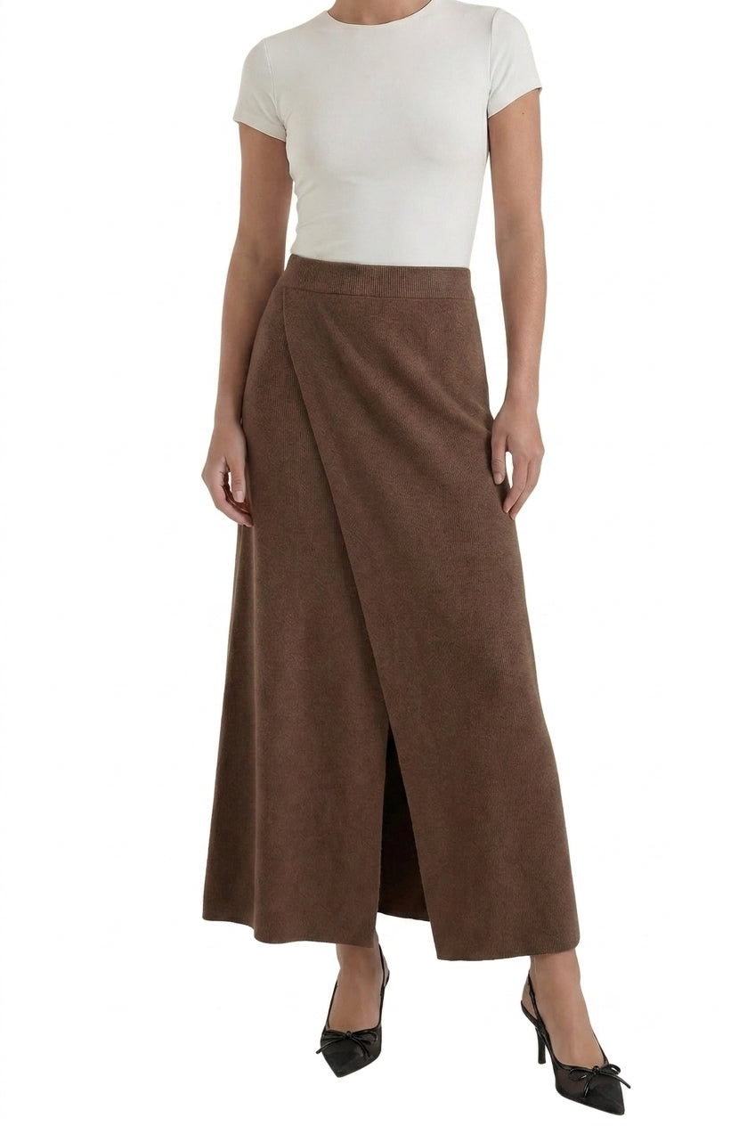 Damen-Rock in Wickeloptik mit Midi-Länge und vorderem Schlitz-Skirt for women-Alpenkind