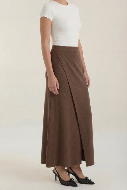 Damen-Rock in Wickeloptik mit Midi-Länge und vorderem Schlitz-Skirt for women-Alpenkind