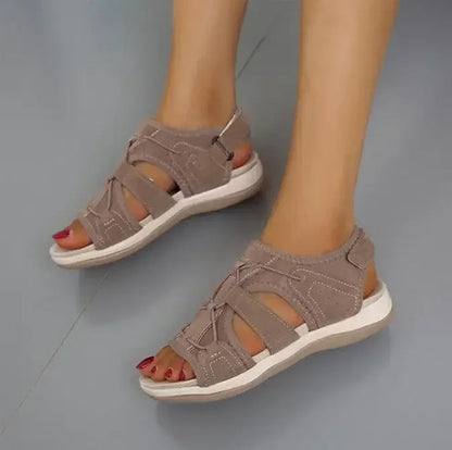 Damen-Sandalen mit offener Zehenpartie, Bungee-Kordelzug und Fersenriemen-Footwear for women-Alpenkind