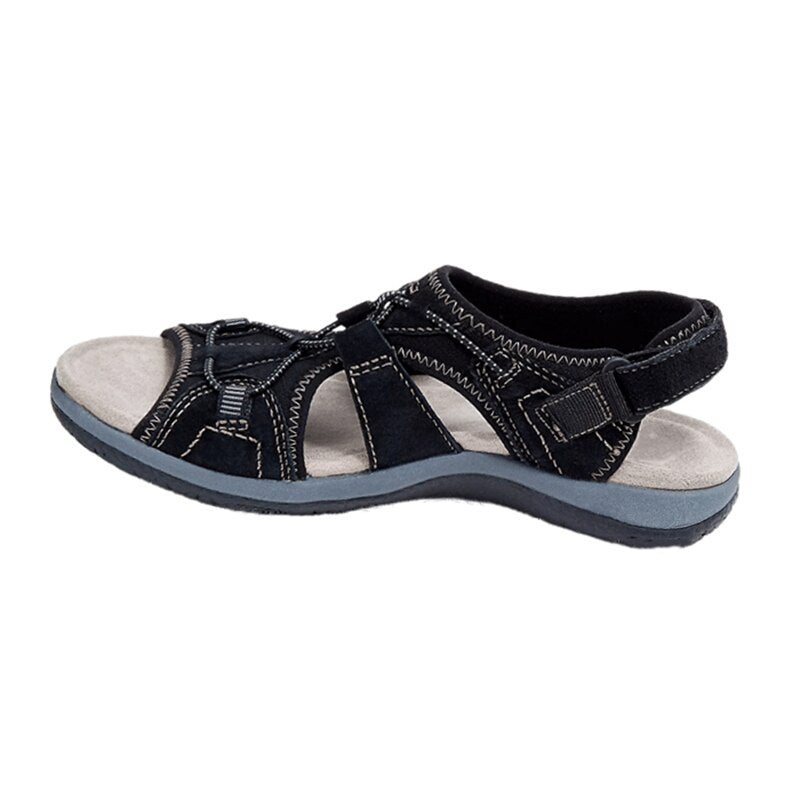 Damen-Sandalen mit offener Zehenpartie, Bungee-Kordelzug und Fersenriemen-Footwear for women-Alpenkind