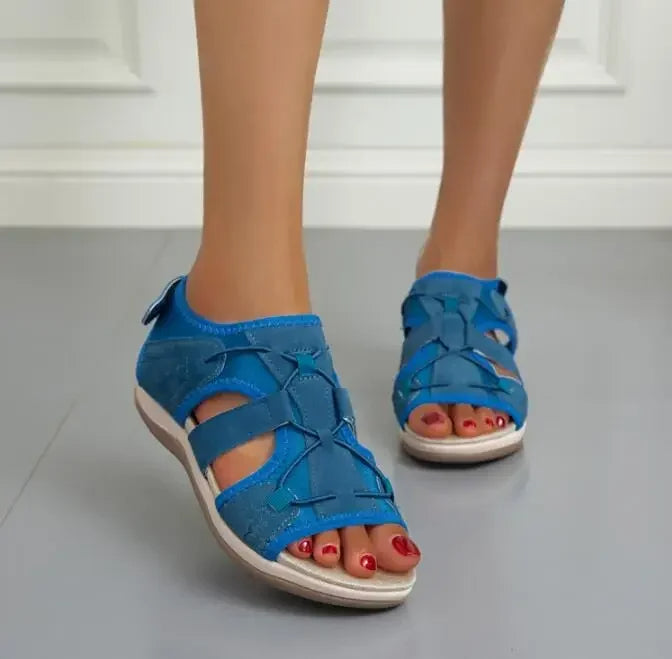 Damen-Sandalen mit offener Zehenpartie, Bungee-Kordelzug und Fersenriemen-Footwear for women-Alpenkind